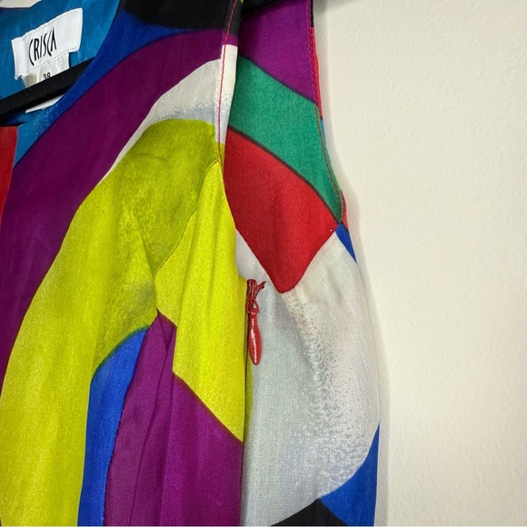 VTG CRISCA Artsy Contemporary Art to Wear Geometric 80s 90s Ruffle Mini Dress - Picture 5 of 10